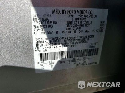 Zdjęcie 13 z 13 samochodu: 2016 FORD EDGE SPORT VIN:2FMPK4AP4GBB02031 - miniatura