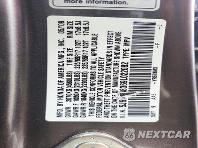 Zdjęcie 14 z 14 samochodu: 2009 HONDA CR-V LX VIN:5J6RE38369L022082 - miniatura