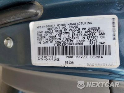Zdjęcie 12 z 12 samochodu: 2001 TOYOTA CAMRY LE VIN:4T1BG22K01U831566 - miniatura