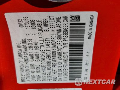 Zdjęcie 12 z 12 samochodu: 2022 HONDA CIVIC EX VIN:2HGFE1F73NH326370 - miniatura