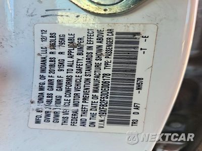 Zdjęcie 12 z 12 samochodu: 2013 HONDA CIVIC LX VIN:19XFB2F53DE006178 - miniatura