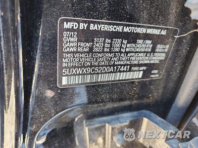 Zdjęcie 13 z 13 samochodu: 2013 BMW X3 XDRIVE28I VIN:5UXWX9C52D0A17441 - miniatura