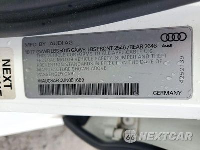 Zdjęcie 12 z 12 samochodu: 2018 AUDI A6 PREMIUM VIN:WAUC8AFC2JN051689 - miniatura