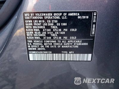Zdjęcie 13 z 13 samochodu: 2019 VOLKSWAGEN ATLAS SEL PREMIUM VIN:1V2NR2CA2KC585126 - miniatura