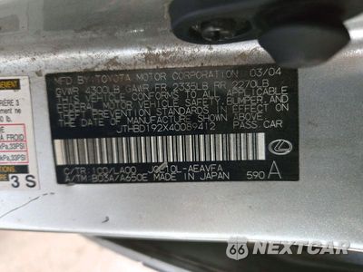Zdjęcie 12 z 12 samochodu: 2004 LEXUS IS 300 VIN:JTHBD192X40089412 - miniatura