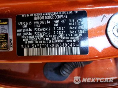 Zdjęcie 13 z 13 samochodu: 2016 HYUNDAI SANTA FE SPORT 2.4L VIN:5XYZTDLB8GG349043 - miniatura