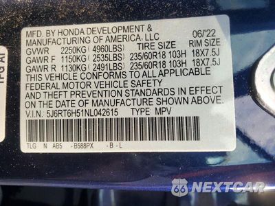Zdjęcie 13 z 13 samochodu: 2022 HONDA CR-V EX VIN:5J6RT6H51NL042615 - miniatura