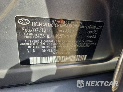 Zdjęcie 12 z 12 samochodu: 2012 HYUNDAI SONATA GLS VIN:5NPEB4AC9CH469238 - miniatura
