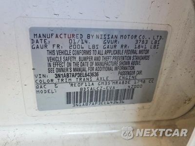 Zdjęcie 12 z 12 samochodu: 2014 NISSAN SENTRA S VIN:3N1AB7AP3EL643636 - miniatura
