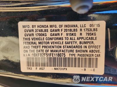 Zdjęcie 13 z 13 samochodu: 2015 HONDA CIVIC LX VIN:19XFB2F51FE118075 - miniatura