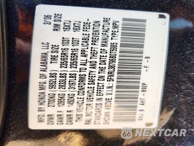 Zdjęcie 13 z 13 samochodu: 2006 HONDA ODYSSEY EXL VIN:5FNRL38796B075985 - miniatura