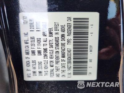 Zdjęcie 12 z 12 samochodu: 2013 HONDA ACCORD EXL VIN:1HGCT2B88DA003457 - miniatura