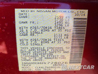 Zdjęcie 12 z 12 samochodu: 2015 NISSAN FRONTIER SV VIN:1N6AD0ER6FN728026 - miniatura