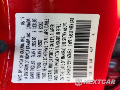 Zdjęcie 12 z 12 samochodu: 2017 HONDA CIVIC EX VIN:2HGFC1F39HH656893 - miniatura