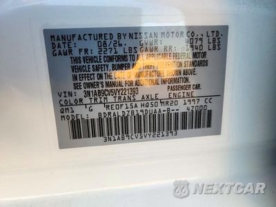 Zdjęcie 12 z 12 samochodu: 2027 NISSAN SENTRA SV VIN:3N1AB9CV5VY221393 - miniatura