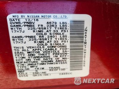 Zdjęcie 12 z 12 samochodu: 2017 NISSAN ROGUE S VIN:JN8AT2MV7HW261555 - miniatura