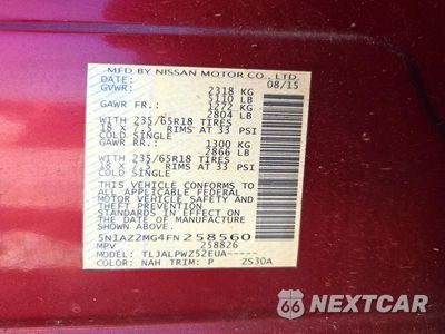 Zdjęcie 13 z 13 samochodu: 2015 NISSAN MURANO S VIN:5N1AZ2MG4FN258560 - miniatura