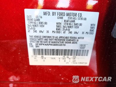 Zdjęcie 14 z 14 samochodu: 2016 FORD EDGE SPORT VIN:2FMPK4AP8GBB32519 - miniatura