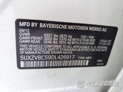 Zdjęcie 13 z 13 samochodu: 2013 BMW X5 XDRIVE50I VIN:5UXZV8C59DL426917 - miniatura