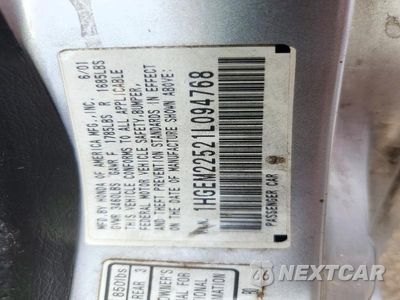 Zdjęcie 12 z 12 samochodu: 2001 HONDA CIVIC LX VIN:1HGEM22521L094768 - miniatura