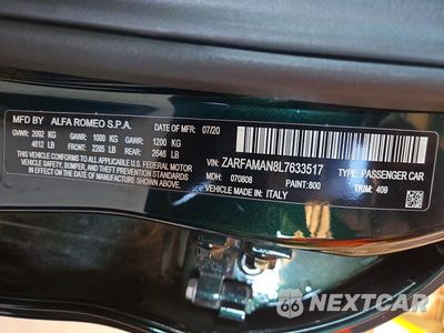 Zdjęcie 12 z 12 samochodu: 2020 ALFA ROMEO GIULIA VIN:ZARFAMAN8L7633517 - miniatura