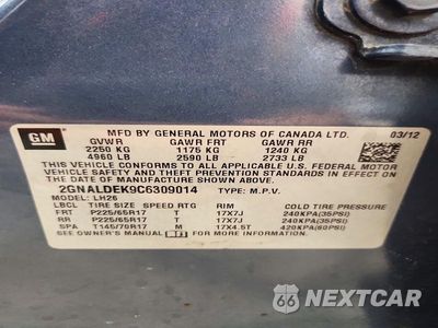 Zdjęcie 13 z 13 samochodu: 2012 CHEVROLET EQUINOX LT VIN:2GNALDEK9C6309014 - miniatura
