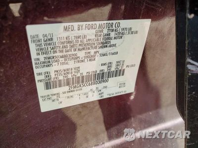 Zdjęcie 13 z 13 samochodu: 2011 FORD FLEX SEL VIN:2FMGK5CC6BBD30900 - miniatura