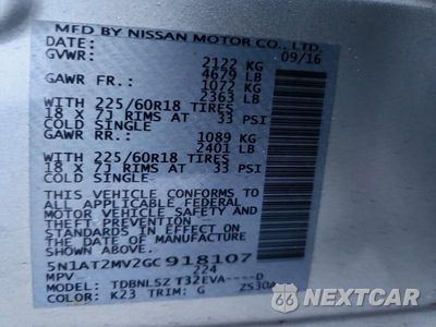 Zdjęcie 14 z 14 samochodu: 2016 NISSAN ROGUE SL VIN:5N1AT2MV2GC918107 - miniatura