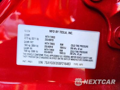 Zdjęcie 12 z 12 samochodu: 2025 TESLA MODEL Y VIN:7SAYGDED5SF216483 - miniatura