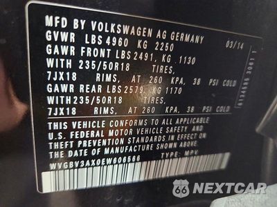 Zdjęcie 13 z 13 samochodu: 2014 VOLKSWAGEN TIGUAN S VIN:WVGBV3AX0EW606566 - miniatura