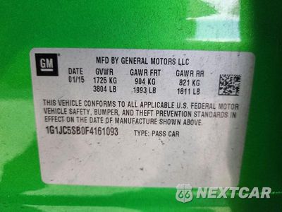 Zdjęcie 12 z 12 samochodu: 2015 CHEVROLET SONIC LT VIN:1G1JC5SB0F4161093 - miniatura