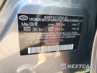 Zdjęcie 12 z 12 samochodu: 2018 HYUNDAI ELANTRA SEL VIN:5NPD84LF9JH357926 - miniatura
