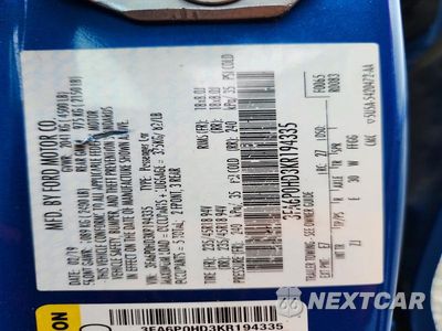 Zdjęcie 12 z 12 samochodu: 2019 FORD FUSION SE VIN:3FA6P0HD3KR194335 - miniatura