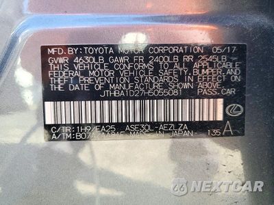 Zdjęcie 12 z 12 samochodu: 2017 LEXUS IS 200T VIN:JTHBA1D27H5055081 - miniatura