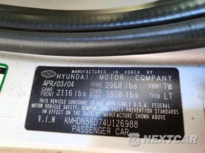 Zdjęcie 12 z 12 samochodu: 2004 HYUNDAI ELANTRA GT VIN:KMHDN56D74U126988 - miniatura