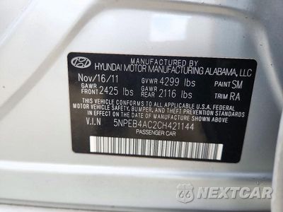 Zdjęcie 12 z 12 samochodu: 2012 HYUNDAI SONATA GLS VIN:5NPEB4AC2CH421144 - miniatura