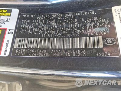 Zdjęcie 13 z 14 samochodu: 2018 TOYOTA CAMRY LE VIN:4T1B11HK7JU107117 - miniatura