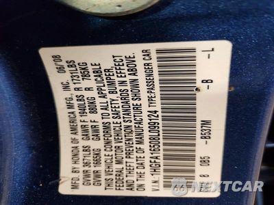 Zdjęcie 12 z 12 samochodu: 2008 HONDA CIVIC LX VIN:1HGFA16508L099124 - miniatura