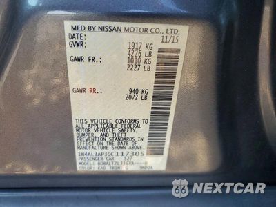 Zdjęcie 12 z 12 samochodu: 2016 NISSAN ALTIMA 2.5 SL VIN:1N4AL3AP3GC117305 - miniatura