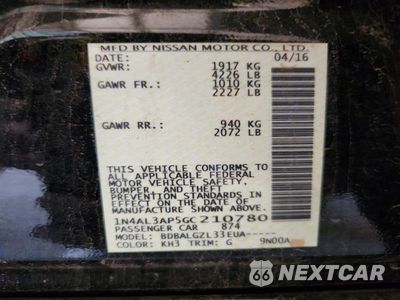 Zdjęcie 12 z 12 samochodu: 2016 NISSAN ALTIMA 2.5 S VIN:1N4AL3AP5GC210780 - miniatura