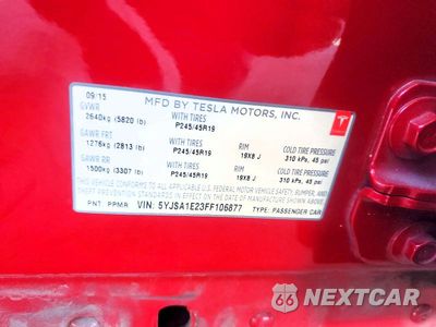 Zdjęcie 13 z 13 samochodu: 2015 TESLA MODEL S VIN:5YJSA1E23FF106877 - miniatura