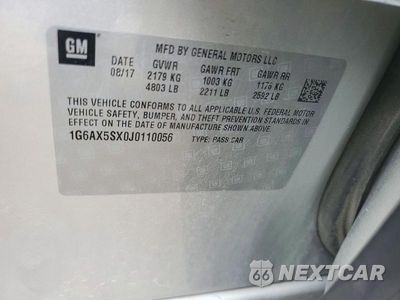 Zdjęcie 12 z 12 samochodu: 2018 CADILLAC CTS LUXURY VIN:1G6AX5SX0J0110056 - miniatura