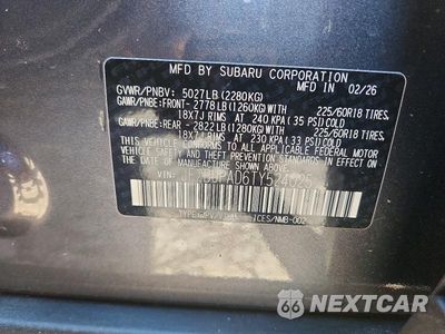 Zdjęcie 13 z 13 samochodu: 2026 SUBARU OUTBACK PREMIUM VIN:JF2BUPAD6TY524025 - miniatura