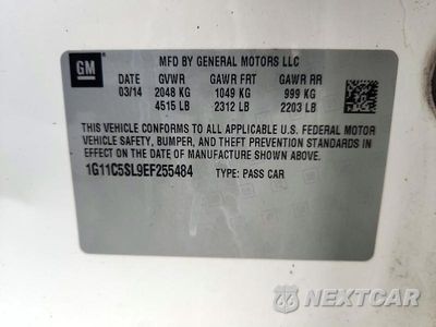 Zdjęcie 12 z 12 samochodu: 2014 CHEVROLET MALIBU 1LT VIN:1G11C5SL9EF255484 - miniatura