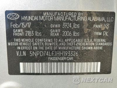 Zdjęcie 12 z 12 samochodu: 2017 HYUNDAI ELANTRA SE VIN:5NPD74LF1HH193326 - miniatura