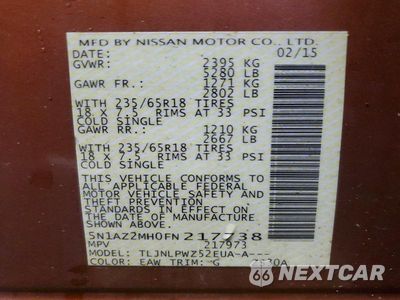 Zdjęcie 13 z 13 samochodu: 2015 NISSAN MURANO S VIN:5N1AZ2MH0FN217738 - miniatura