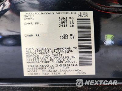 Zdjęcie 12 z 12 samochodu: 2020 NISSAN ALTIMA SV VIN:1N4BL4DV2LC269994 - miniatura