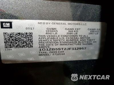 Zdjęcie 12 z 12 samochodu: 2018 CHEVROLET MALIBU LS VIN:1G1ZB5ST2JF112957 - miniatura