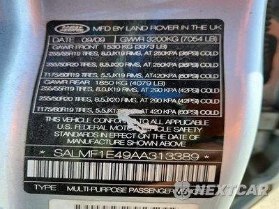 Zdjęcie 13 z 13 samochodu: 2010 LAND ROVER RANGE ROVER HSE LUXURY VIN:SALMF1E49AA313389 - miniatura