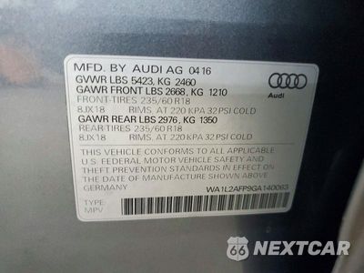 Zdjęcie 13 z 13 samochodu: 2016 AUDI Q5 PREMIUM PLUS VIN:WA1L2AFP9GA140063 - miniatura